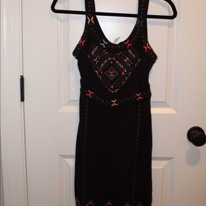 Free people embroidered body con mini dress